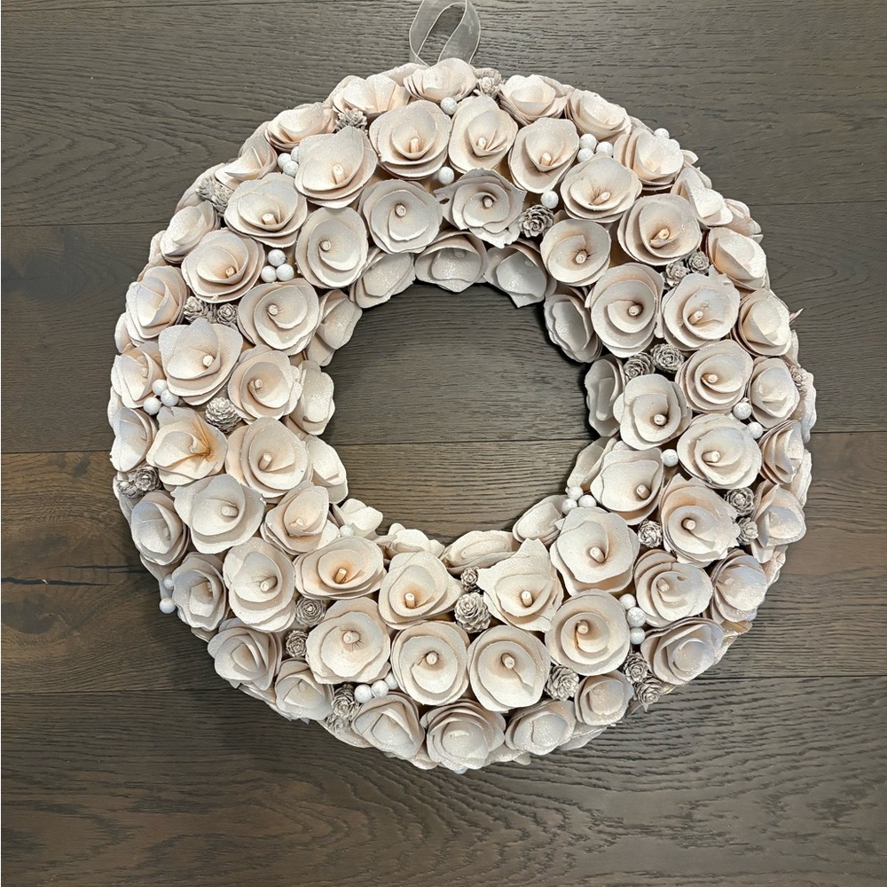 Target USA stunning shimmery white wooden holiday wreath